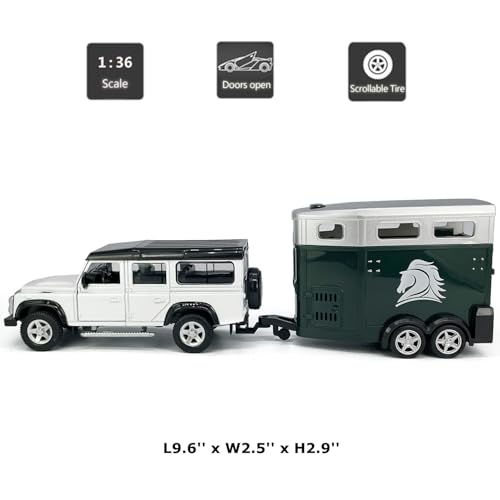 VIIGER Defender Trailer Towing Horse Transporter Farm Trailers Doors Open 136 Scale Model Car Diecast Metal Toy Cars3 4 5 6 7 Year Old Kids Boys Gifts Cake Topper Home Office Dcor Collection - Image 5