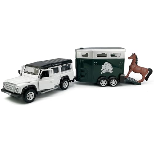 VIIGER Defender Trailer Towing Horse Transporter Farm Trailers Doors Open 136 Scale Model Car Diecast Metal Toy Cars3 4 5 6 7 Year Old Kids Boys Gifts Cake Topper Home Office Dcor Collection - Image 1