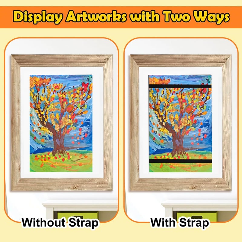 THDUJAYJAY 2Pcs Kids Art Frame Changeable 8.5x11 Letter Size Display with Mat Kids Artwork Frame Front Opening Artwork Frames for Kids Art Decorative Art Frames for Kids Art Holds 50-100 Works of Art for Hanging,Wood Grain - Image 3