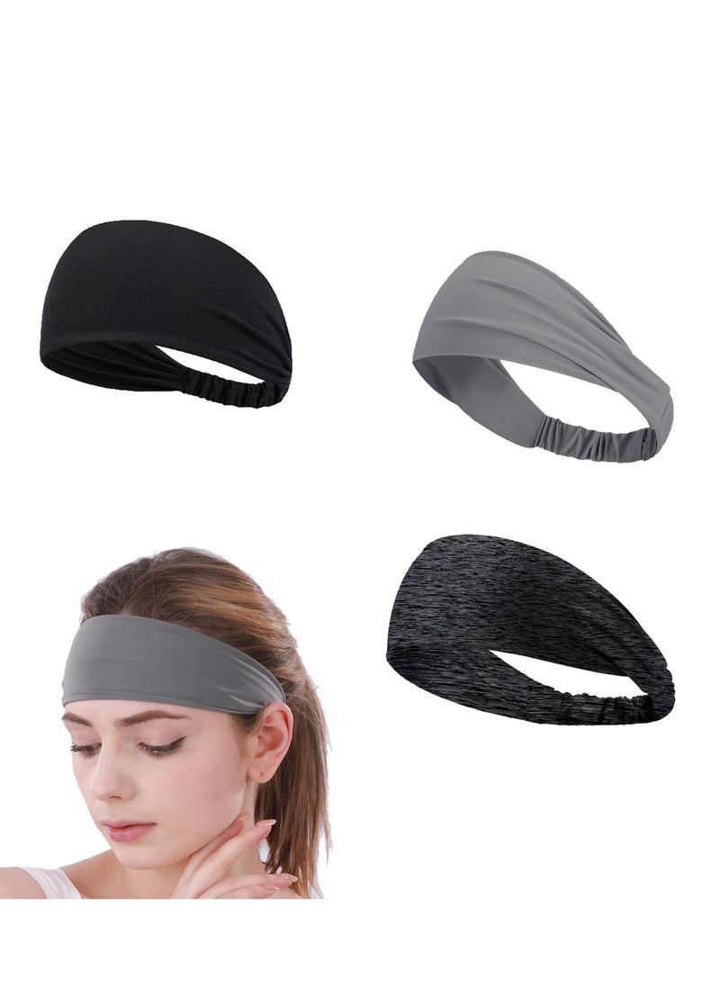 Rightsure 3 Pack Workout Headbands Sports Headbands for Women Men, Running Headband, Sweatband Sports Headband for Running,Cycling,Basketball,Yoga,Fitness Workout - Image 1