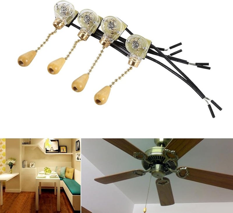 Ceiling Fan Pull Chain Extension Cord Switch 4PCS Decorative Light Pulls 250V - Image 4