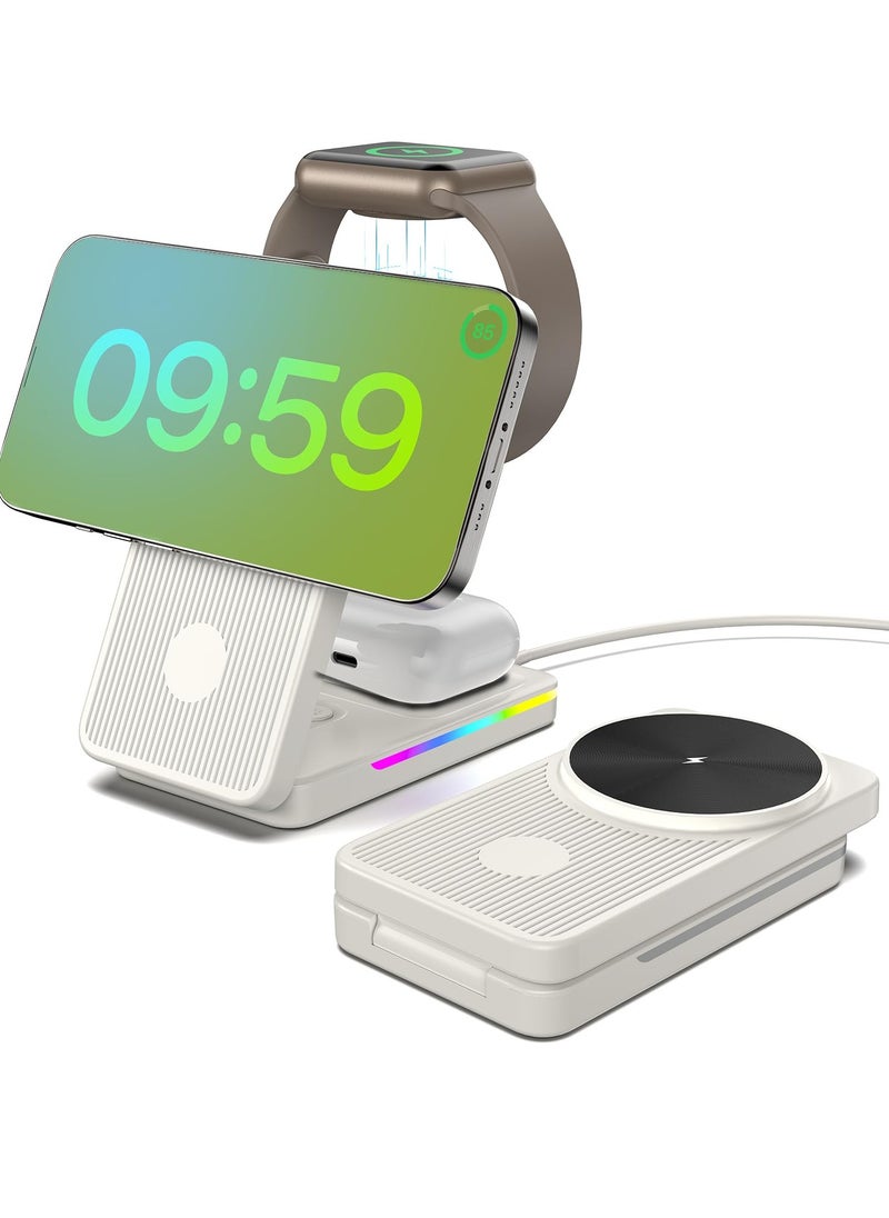Anmi - Magnetic Wireless Charger Mag safe Charger, 15W Fast Charging Mag-Safe Charger Stand for iPhone 15 Pro Max/14, Apple Charging Station for Apple Watch 9/Ultra - Image 1
