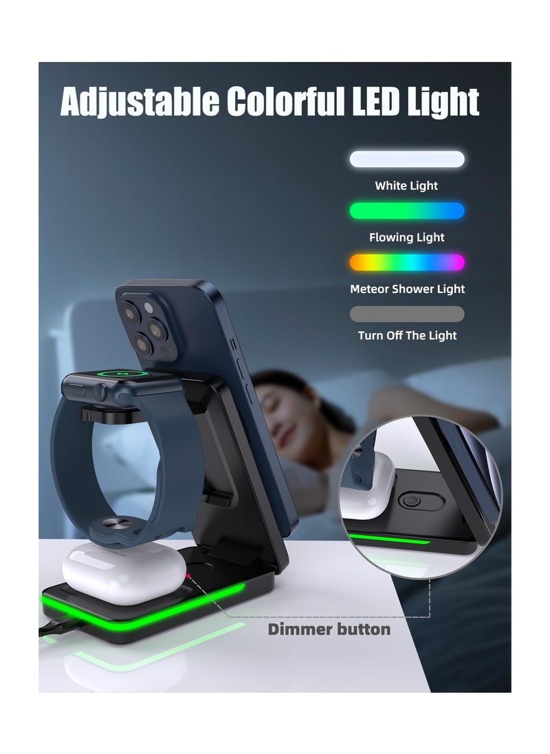 Anmi - Magnetic Wireless Charger Mag safe Charger, 15W Fast Charging Mag-Safe Charger Stand for iPhone 15 Pro Max/14, Apple Charging Station for Apple Watch 9/Ultra - Image 1