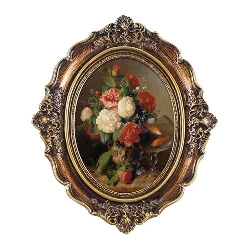 FOLKOR Framed Wall Art Decor for Kitchen Dining Room Bathroom Vintage Still Life Flower Oil Paintings Prints with Gold Photo Frame Floral Artwork for Home Office Library Book Shop Decoration 5x7 - Image 1
