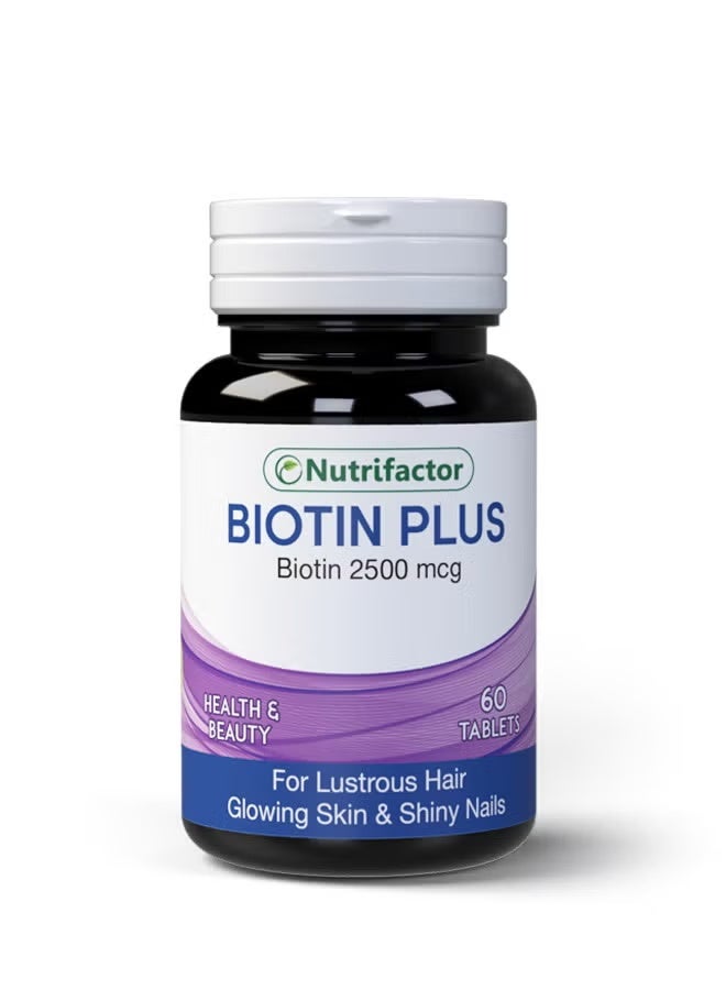 Biotin Plus - Biotin 2500 mcg - Shiny Hair, Glowing Skin & Shiny Nails (60 Tablets)