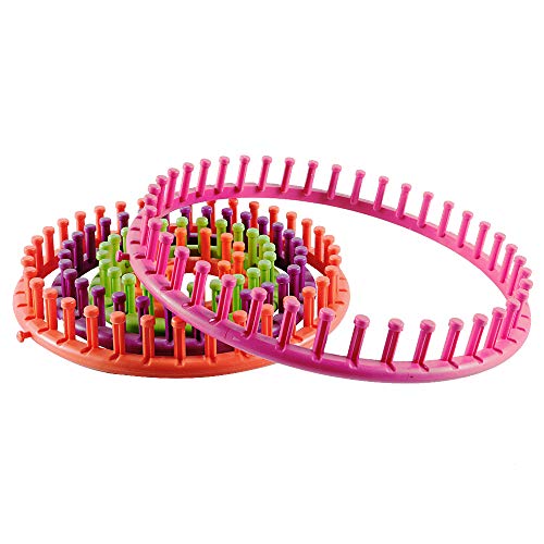 novelinks Round Knitting Looms Set - Set of 5 Plastic Looms Knitting with 1 Knitting Yarn Loom Needle and 1 Plastic Loom Pick - Image 2