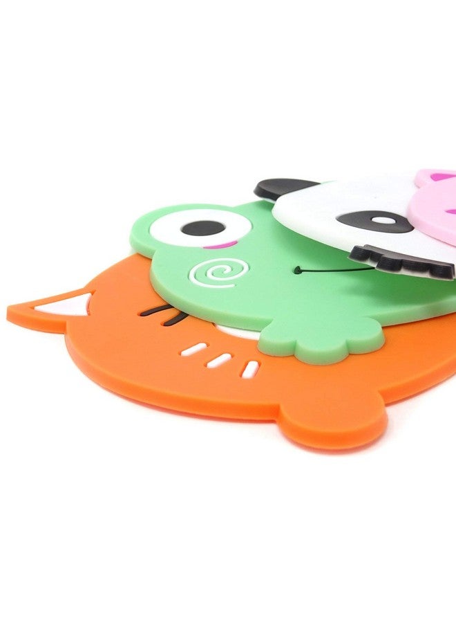 UNIQUE CART 5PCS Silicone Rubber Coaster Colorful Animal Coaster Cup Mat for Drinks Durable Non-Slip Hot Pads Protection Furniture Damage for Home and Kitchen Use. - Image 4