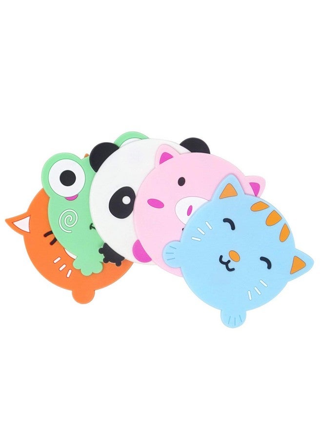 UNIQUE CART 5PCS Silicone Rubber Coaster Colorful Animal Coaster Cup Mat for Drinks Durable Non-Slip Hot Pads Protection Furniture Damage for Home and Kitchen Use. - Image 1