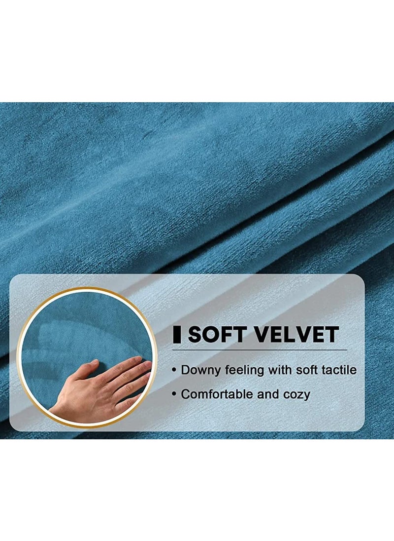 NAMAN ARTS Naman Arts Sofa Foam Cushions in Velvet with Zip Cover Seat 22x21x5 Density 32 Foam Warm and Decent Visual Stretchy Soft Velvet Fabric Multipurpose Using Cover Pack of 3 Blue  - Image 2