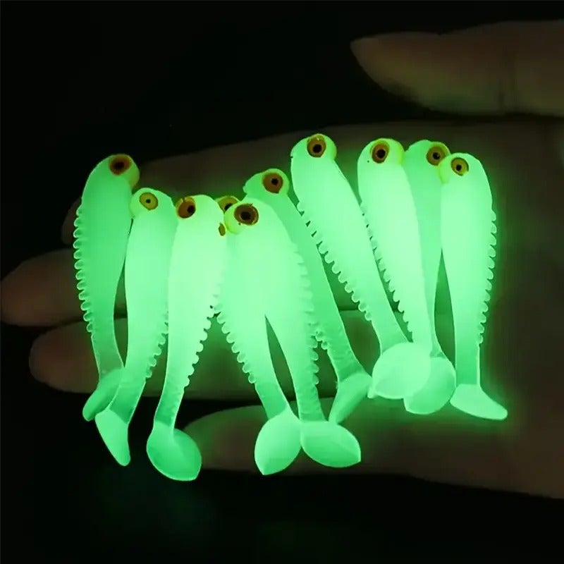 PETO 20pcs Glow-In-The-Dark Soft Silicone Fishing Lures, Artificial Fishing Lure, Lead-Free, Ideal for Night Fishing, Durable Fish Bait, Perfect for Anglers, Fishing Accessories, Fishing Supplies - Image 1