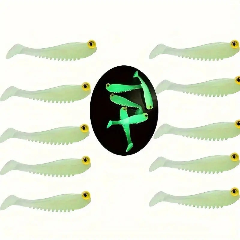 PETO 20pcs Glow-In-The-Dark Soft Silicone Fishing Lures, Artificial Fishing Lure, Lead-Free, Ideal for Night Fishing, Durable Fish Bait, Perfect for Anglers, Fishing Accessories, Fishing Supplies - Image 3