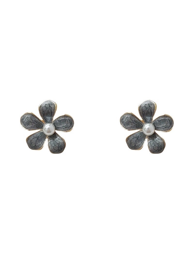 Blue flowers cute girl earrings, youthful vitality design sense of fashion accessories  - Image 2