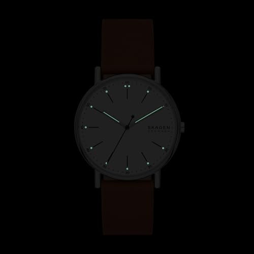 Skagen Men's Signatur Three-Hand Silver Stainless Steel and Luggage Brown Leather Band Watch (Model: SKW6903) - Image 5