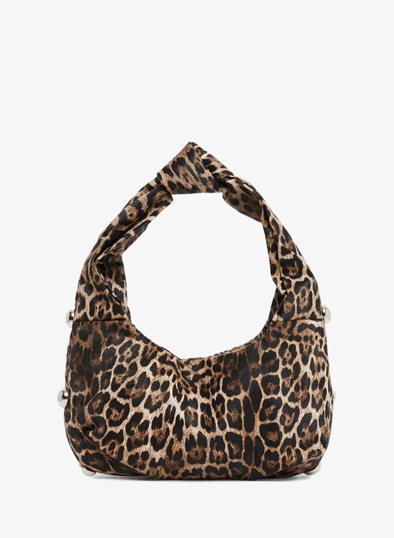 Styli  Styli Leopard Print Baguette Bag with Studs for Women | Best Price UAE