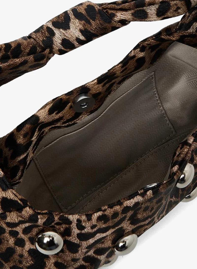Styli  Styli Leopard Print Baguette Bag with Studs for Women | Best Price UAE