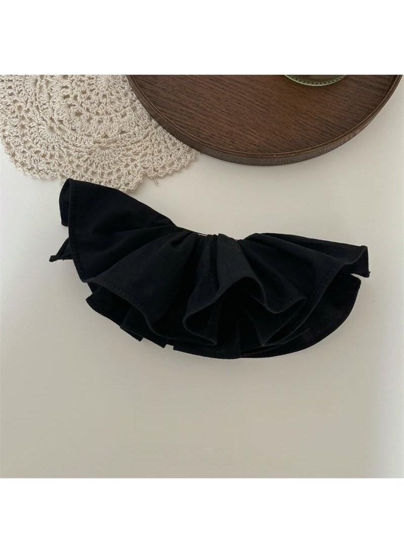 Generic Korean style double-layer skirt plaid hairpin hair ring heavy-duty hand-made design oversized headwear tied ponytail large intestine ring rubber band Black hairpin