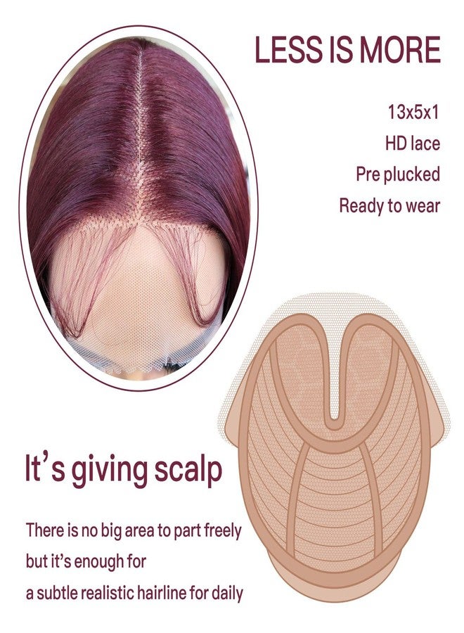 BrownBomb Straight Lace Front Wig Pre Plucked, Synthetic Lace Front Wig Pre Plucked, HD Glueless Wigs 13X5X1 Lace Wigs for Women 180 Density 26inch (Burgundy99J, 26) - Image 4