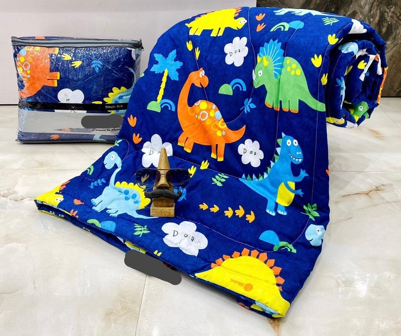 PRISCILLA 150 GSM Glace Cotton Kids Single Bed 250 TC Reversible Comforter/AC Blanket/Quilts/Duvet for All Seasons. (Design 6) - Image 3