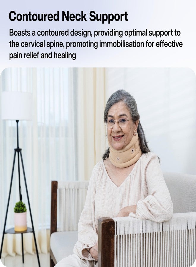 FOVERA Cervical Collar with Support, Contoured Neck Support for Cervical Spine Immobilization & Pain Relief, Adjustable Neck Brace for Neck Pain & Spine Pressure Relief (Size - S, 1 Unit) - Image 3