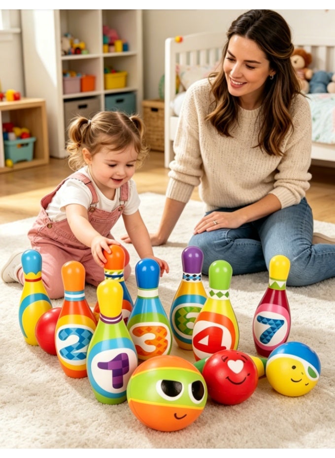 CityRiya-Long Soft Toddler Bowling Set, 10 Colorful Pins & Balls, Safe Foam Bowling Toys for Kids, Indoor & Outdoor Educational Game, Promotes Motor Skills & Number Recognition, Perfect Gift for Boys Girls Ages 1-5 - Image 1