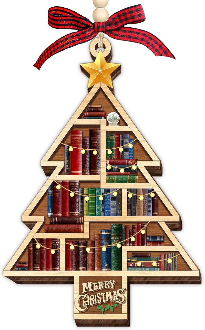 HEXMOZ Book Lover Christmas Ornaments 2025 - Book Ornaments for Christmas Tree - Book Lovers Gifts for Women - Gift Ideas for Book Lovers, Readers, Bookworms, Book Club, Bookish, Readers, Librarians - Image 1