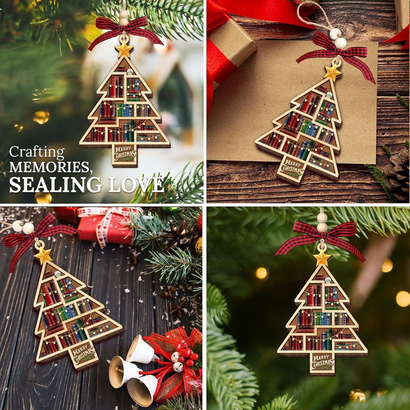 HEXMOZ Book Lover Christmas Ornaments 2025 - Book Ornaments for Christmas Tree - Book Lovers Gifts for Women - Gift Ideas for Book Lovers, Readers, Bookworms, Book Club, Bookish, Readers, Librarians - Image 2