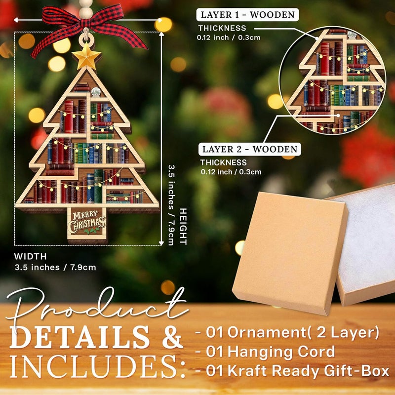 HEXMOZ Book Lover Christmas Ornaments 2025 - Book Ornaments for Christmas Tree - Book Lovers Gifts for Women - Gift Ideas for Book Lovers, Readers, Bookworms, Book Club, Bookish, Readers, Librarians - Image 4