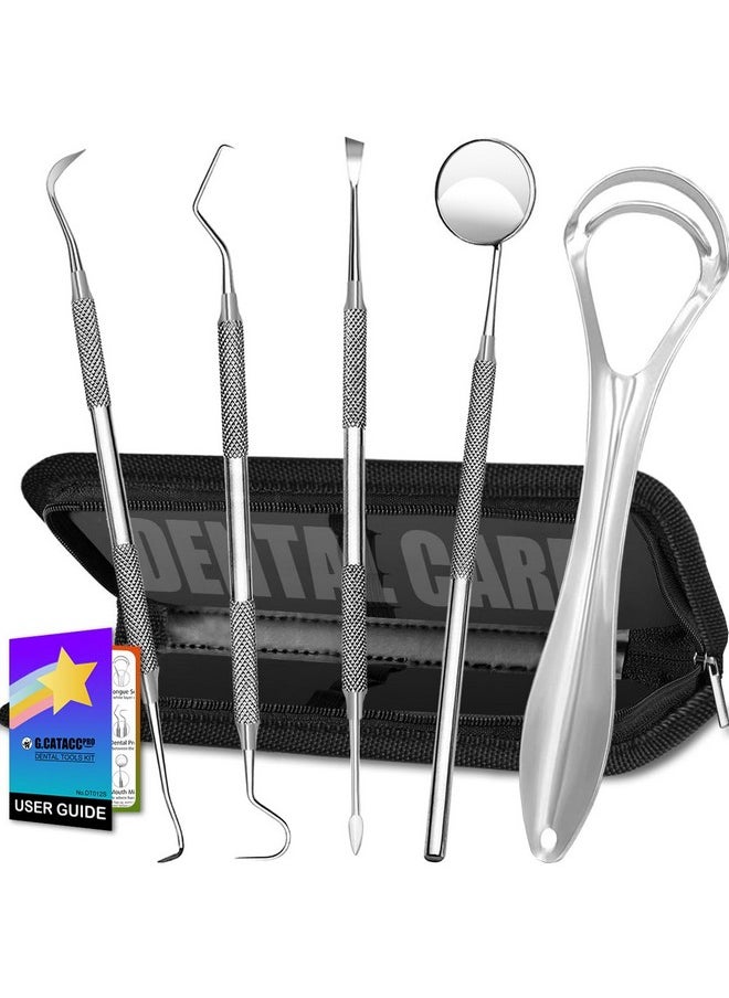 G.CATACC - Dental Tools Teeth Cleaning Tools Plaque Remover For Teeth Dental Hygiene Kit Stainless Steel Tooth Scraper Plaque Tartar Cleaner Dental Pick Scaler Oral Care Tools Setwith Case - Image 1