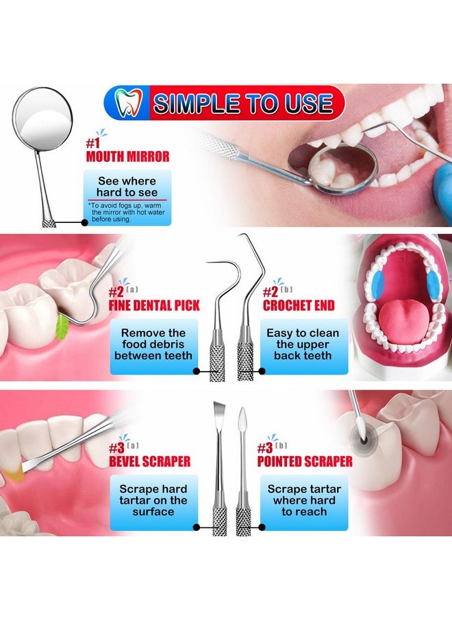 G.CATACC - Dental Tools Teeth Cleaning Tools Plaque Remover For Teeth Dental Hygiene Kit Stainless Steel Tooth Scraper Plaque Tartar Cleaner Dental Pick Scaler Oral Care Tools Setwith Case - Image 1