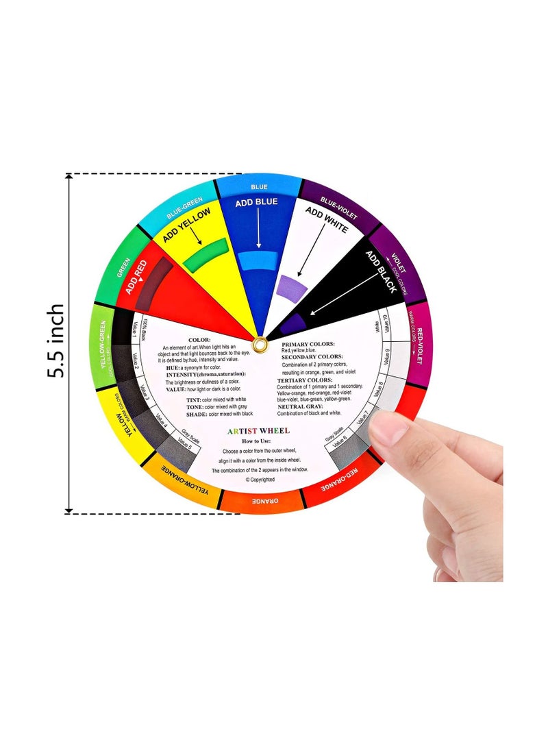 Y&D - 2Pcs Color Wheel Paint Mixing Learning Guide Art Class Teaching Tool Wheels for Makeup Blending Board Chart Mixed Mix Colours - Image 1