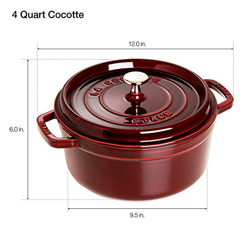 Staub Cast Iron 4-qt Round Cocotte - Grenadine - Image 3