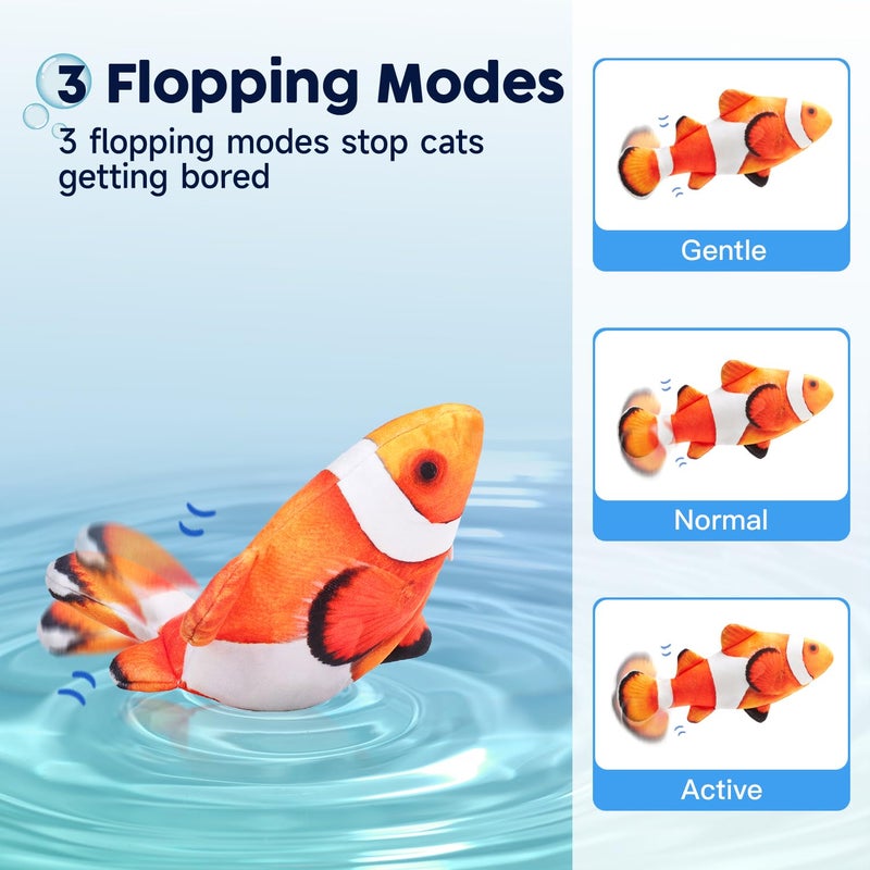 Potaroma Cat Toys Flopping Fish with SilverVine and Catnip, Moving Kitten Kicker, Floppy Wiggle Clownfish for Small Dogs, Motion Kitty Interactive Exercise, 10.5 Inches - Image 3