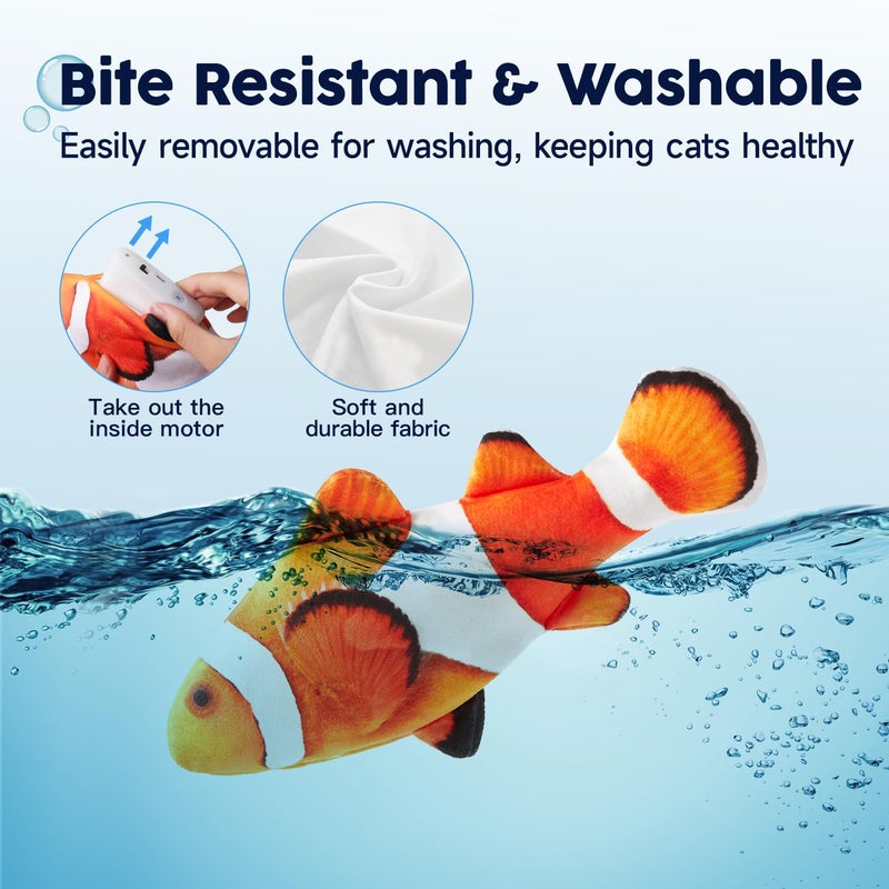 Potaroma Cat Toys Flopping Fish with SilverVine and Catnip, Moving Kitten Kicker, Floppy Wiggle Clownfish for Small Dogs, Motion Kitty Interactive Exercise, 10.5 Inches - Image 5
