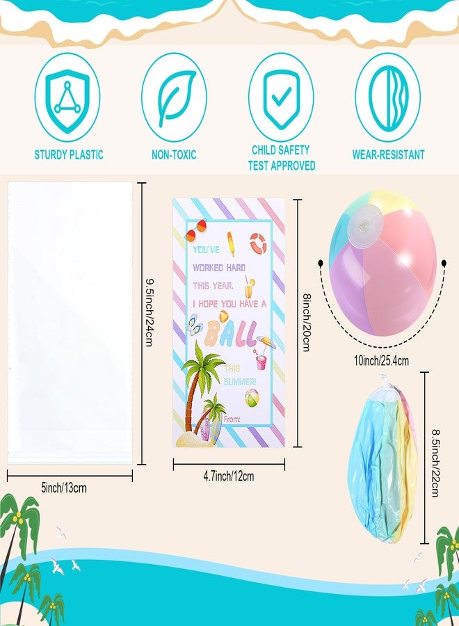 MiniInflat 24 Set End of Year Classroom Students Gifts from Teacher 10 Inch Inflatable Beach Balls Bulk Jumbo Big Beach Balls for Kids Summer Swimming Party Favor Water Games Supplies(Macaron Color) - Image 4