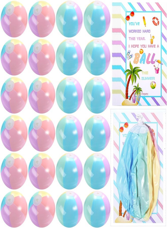 MiniInflat 24 Set End of Year Classroom Students Gifts from Teacher 10 Inch Inflatable Beach Balls Bulk Jumbo Big Beach Balls for Kids Summer Swimming Party Favor Water Games Supplies(Macaron Color) - Image 1