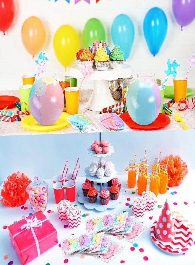 MiniInflat 24 Set End of Year Classroom Students Gifts from Teacher 10 Inch Inflatable Beach Balls Bulk Jumbo Big Beach Balls for Kids Summer Swimming Party Favor Water Games Supplies(Macaron Color) - Image 5