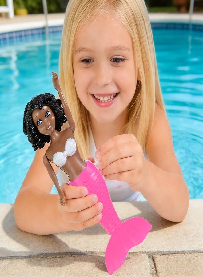 dollbie 4-Pack Wind-Up Mermaid Bath Toys for Kids -Toddler Bath Toys for Kids Moving Tail Priness Doll Diverse Hair Colors & Styles Mermaids, Swimming Pool Party Favors - Image 5