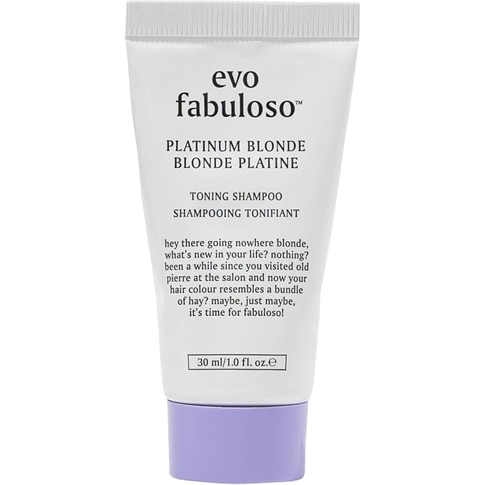 EVO Fabuloso Platinum Blonde Toning Shampoo Refreshes and revives colored hair Purple Shampoo to Extended Life of Color Treated Blonde Hair Travel Size, 30ml / 1.01fl.oz - Image 1