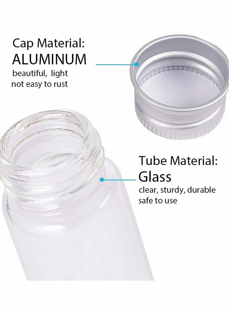 KASTWAVE 24 Sets Small Glass Bottles with Aluminum Cap Screw Top Lids, Mini Tiny Jars, Clear Message Sample Bottle Storing Beads Wedding Favors Decorations DIY Crafts, Small Wishing Bottle Vials Jars (5 Ml)  - Image 3