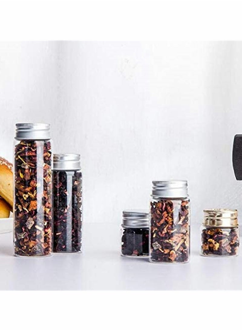 KASTWAVE 24 Sets Small Glass Bottles with Aluminum Cap Screw Top Lids, Mini Tiny Jars, Clear Message Sample Bottle Storing Beads Wedding Favors Decorations DIY Crafts, Small Wishing Bottle Vials Jars (5 Ml)  - Image 5
