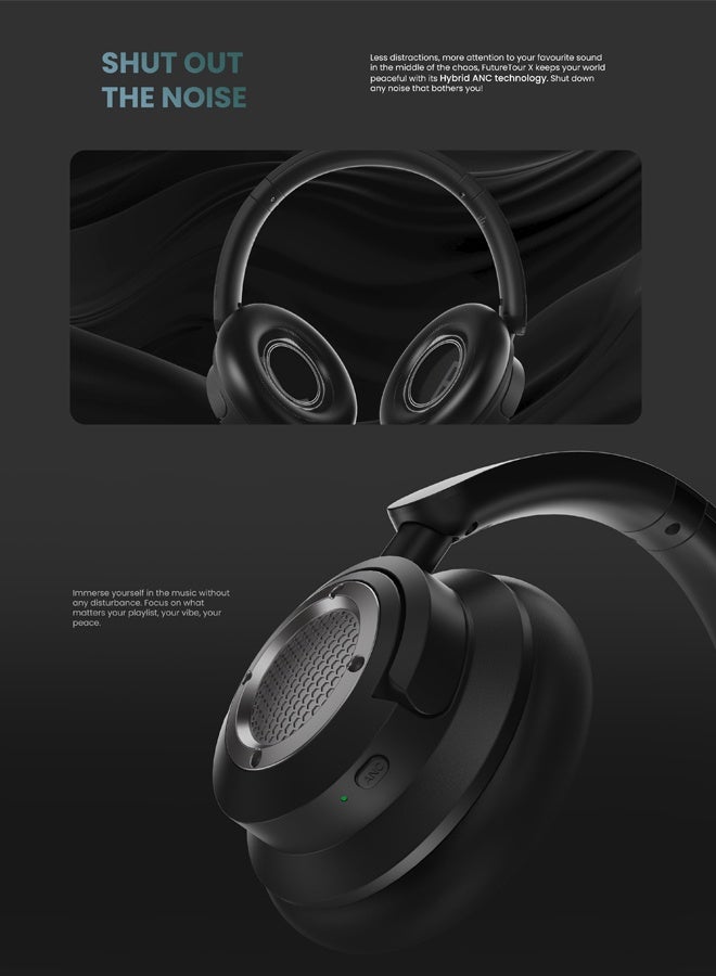 HiFuture FutureTour X Wireless Over-Ear Headphones with 40mm Drivers, Active Noise Cancellation, 35H Playtime, Bluetooth 5.4, ENC Mics, Foldable Design, Fast Charging - Image 5