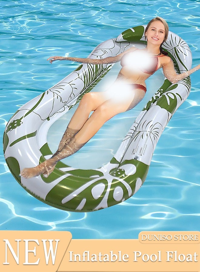 DUNISO Inflatable Pool Float Lounger Raft for Adults and Kids, 160*90CM Floating Mat Inflatable Contour Lounger with Headrest Ultra-Comfort Cooling Pool Raft Floaty Toys  - Image 1