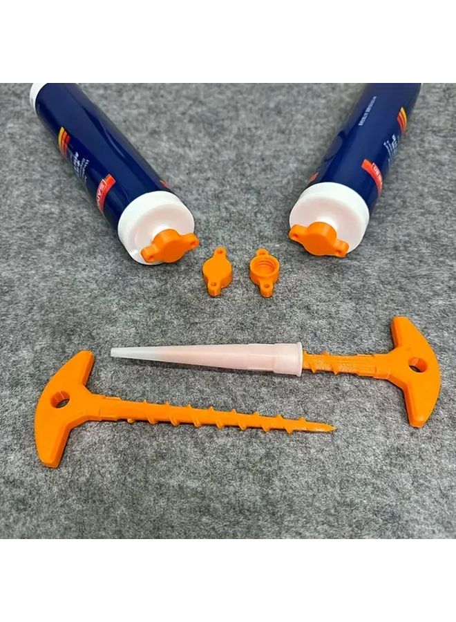 2 Pack Orange Heavy Duty Silicone Gun Kit With Cap Nozzle Lock System - Image 2