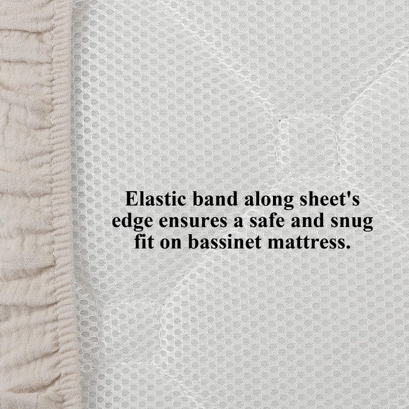 Onacosht Muslin Bassinet Sheets 33" x 19" Compatible with Mika Micky, KoolaBaby (3 in 1), BabyBond, HARPPA and RICUTON Bedside Bassinet, 2 Pack for Baby Boy and Girl, Fog and Beige - Image 4