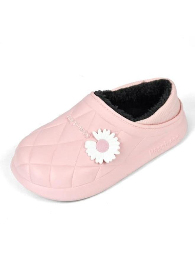 Generic Colorful and fur winter slippers for children and adultsfor girls and women, a special design for children, a toe pattern,a cushioned sole for children’s clogs, random decoration ,Pink  - Image 5