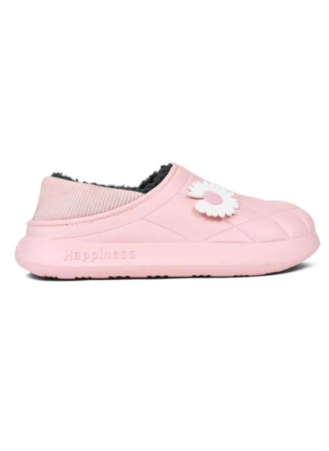 Generic Colorful and fur winter slippers for children and adultsfor girls and women, a special design for children, a toe pattern,a cushioned sole for children’s clogs, random decoration ,Pink  - Image 1
