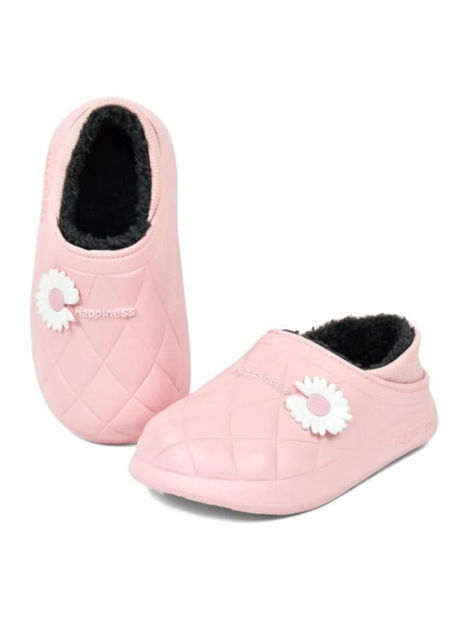 Generic Colorful and fur winter slippers for children and adultsfor girls and women, a special design for children, a toe pattern,a cushioned sole for children’s clogs, random decoration ,Pink  - Image 3