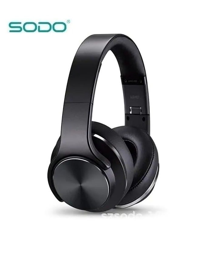 سودو سماعات رأس بلوتوث فوق الأذن مع ميكروفون باللون الأسود - Image 1