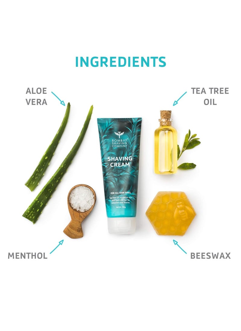 BOMBAY SHAVING COMPANY - Shaving Cream with Tea Tree oil Aloe Vera and Menthol Extracts  100 gram - Image 1