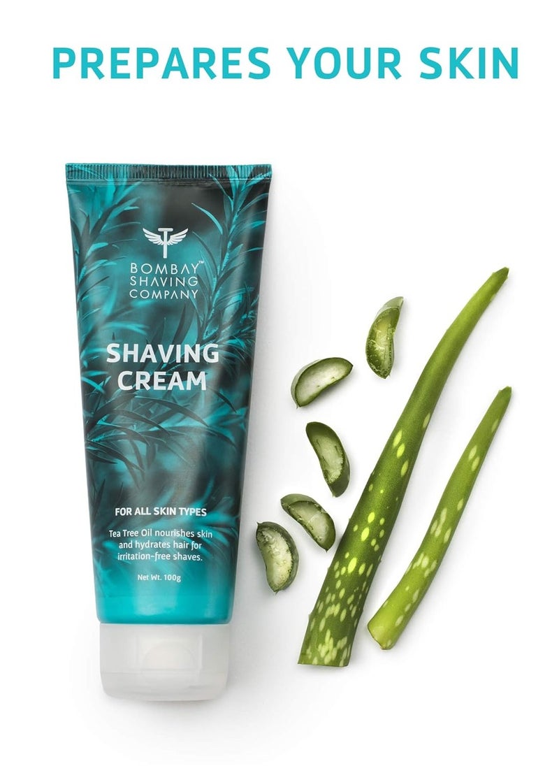 BOMBAY SHAVING COMPANY - Shaving Cream with Tea Tree oil Aloe Vera and Menthol Extracts  100 gram - Image 1